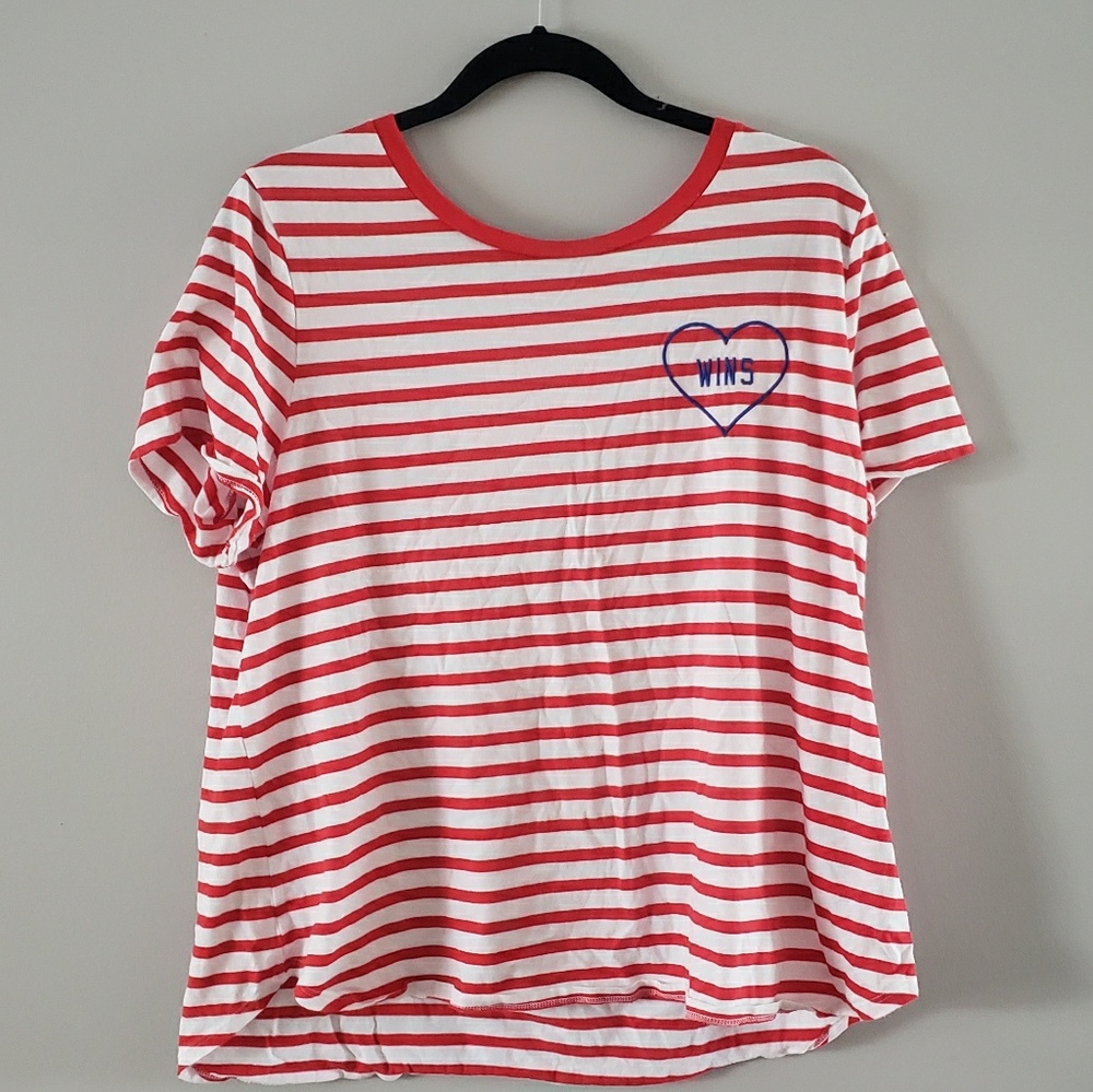 Women's Old Navy Red & White Striped Love Wins Tee